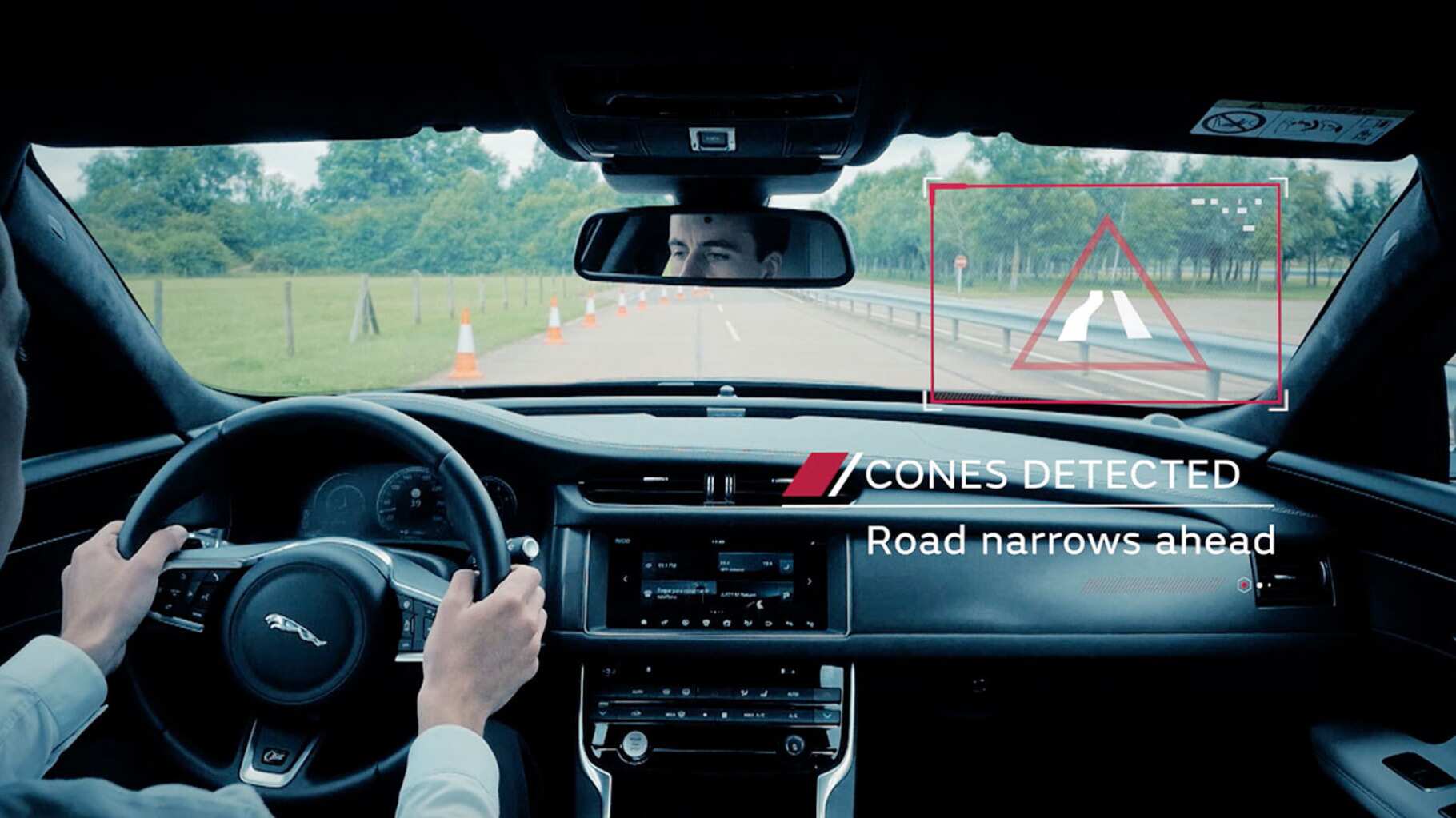 Internal View Of Windscreen Of A Jaguar Testing Autonomous Vehicle Technology.