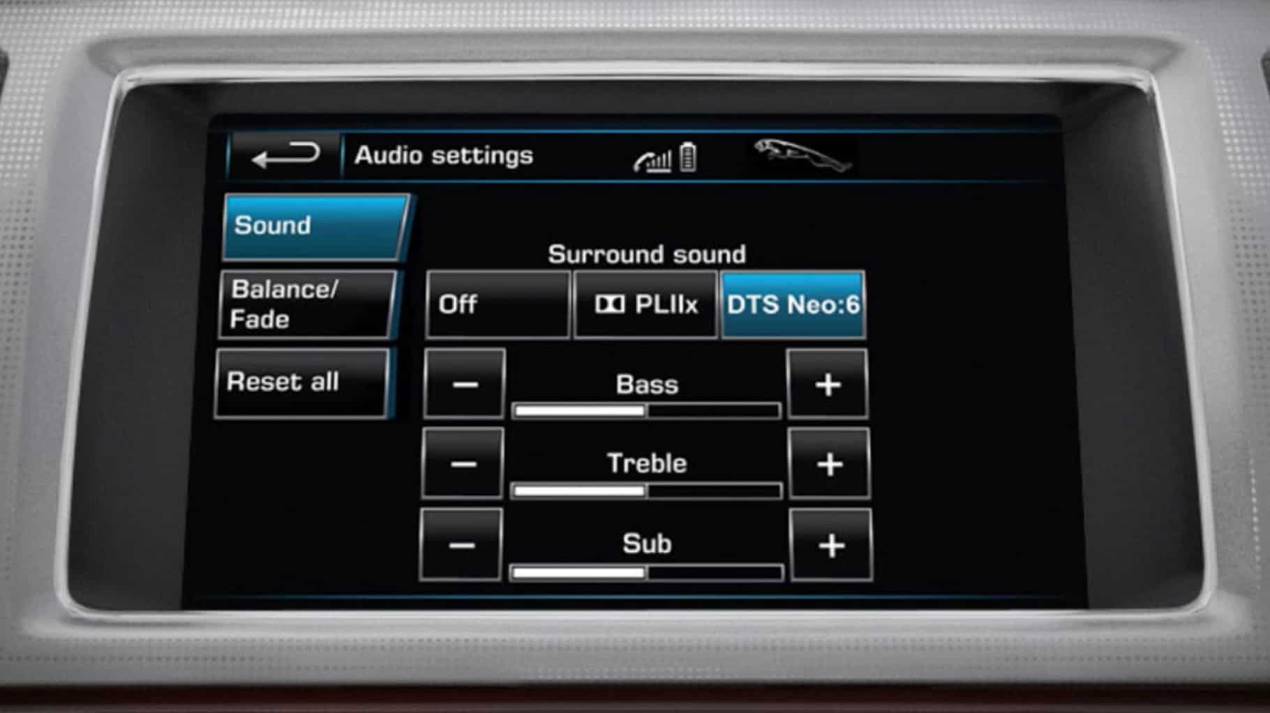 Jaguar XF Audio System Settings