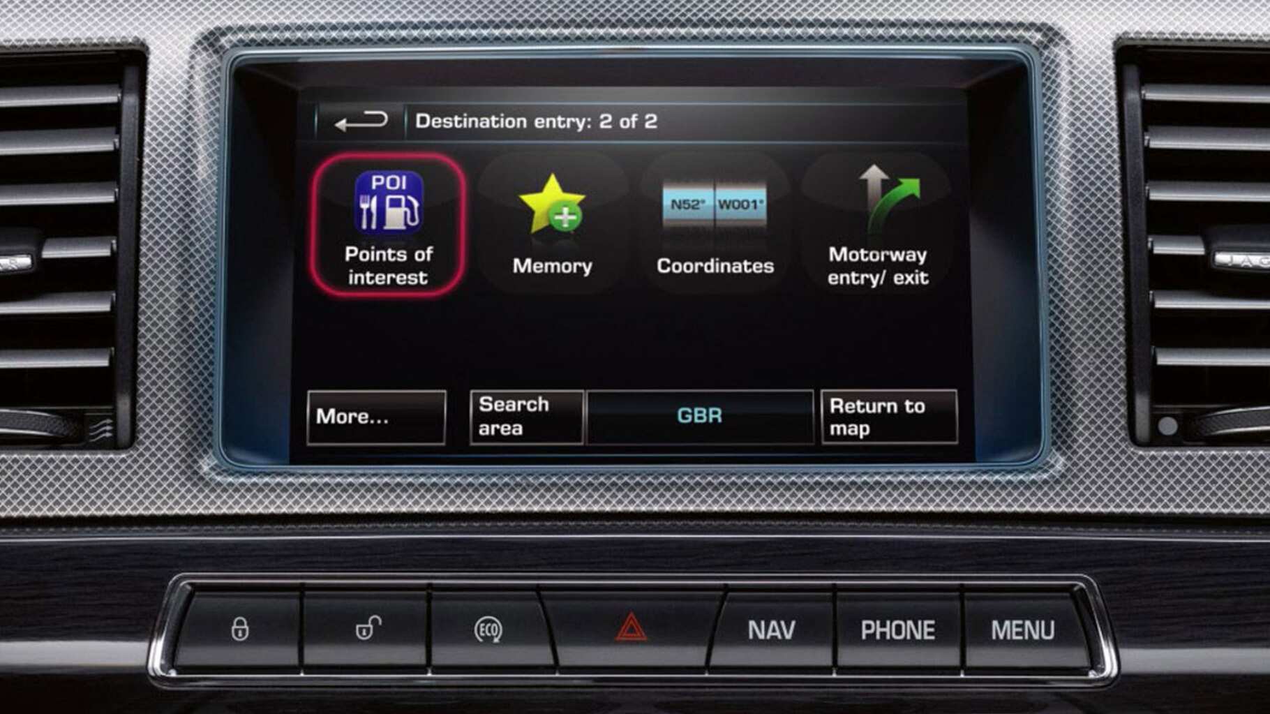Jaguar XF Navigation System - Points of Interest